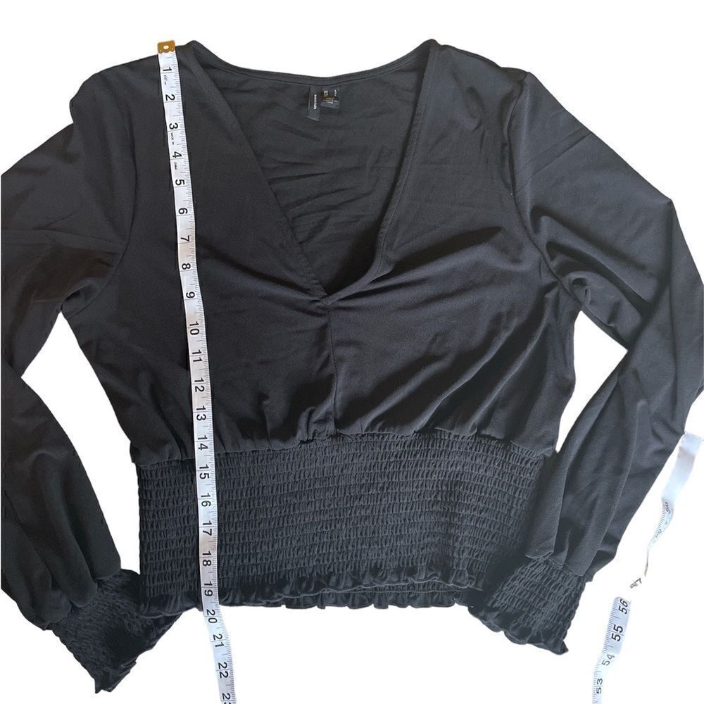 Vero Moda Alberta Long Sleeves V-Neck Smock Top L - Picture 10 of 12
